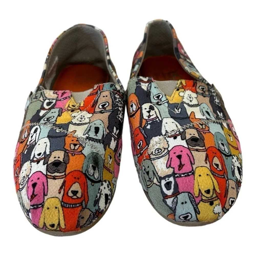 Bobs Skechers Wag Party Multicolor Dog Print Slip On Alpargata Flats - Picture 2 of 8